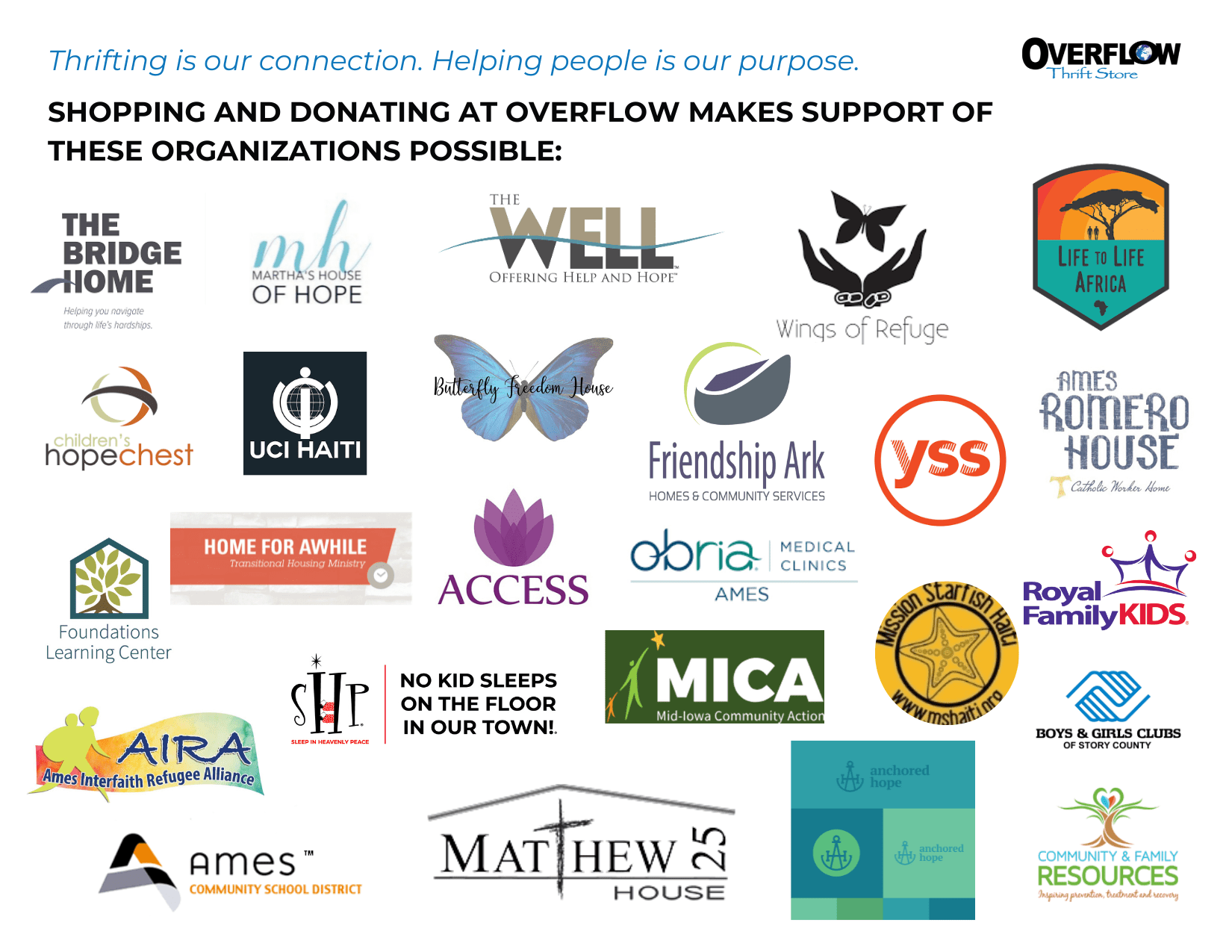 Community partners and affiliates of Overflow Thrift Store
